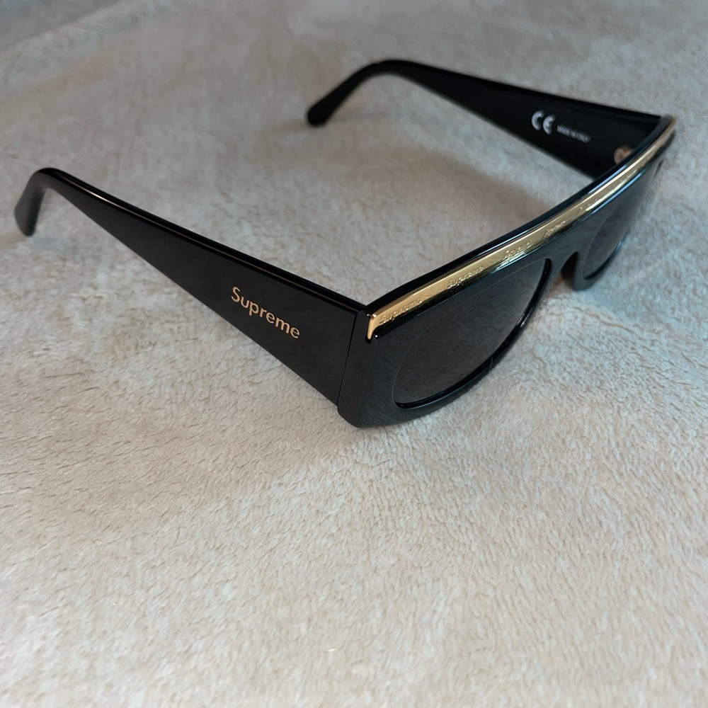 Supreme Black Sunglasses with Gold Trim - Picture 3 of 3